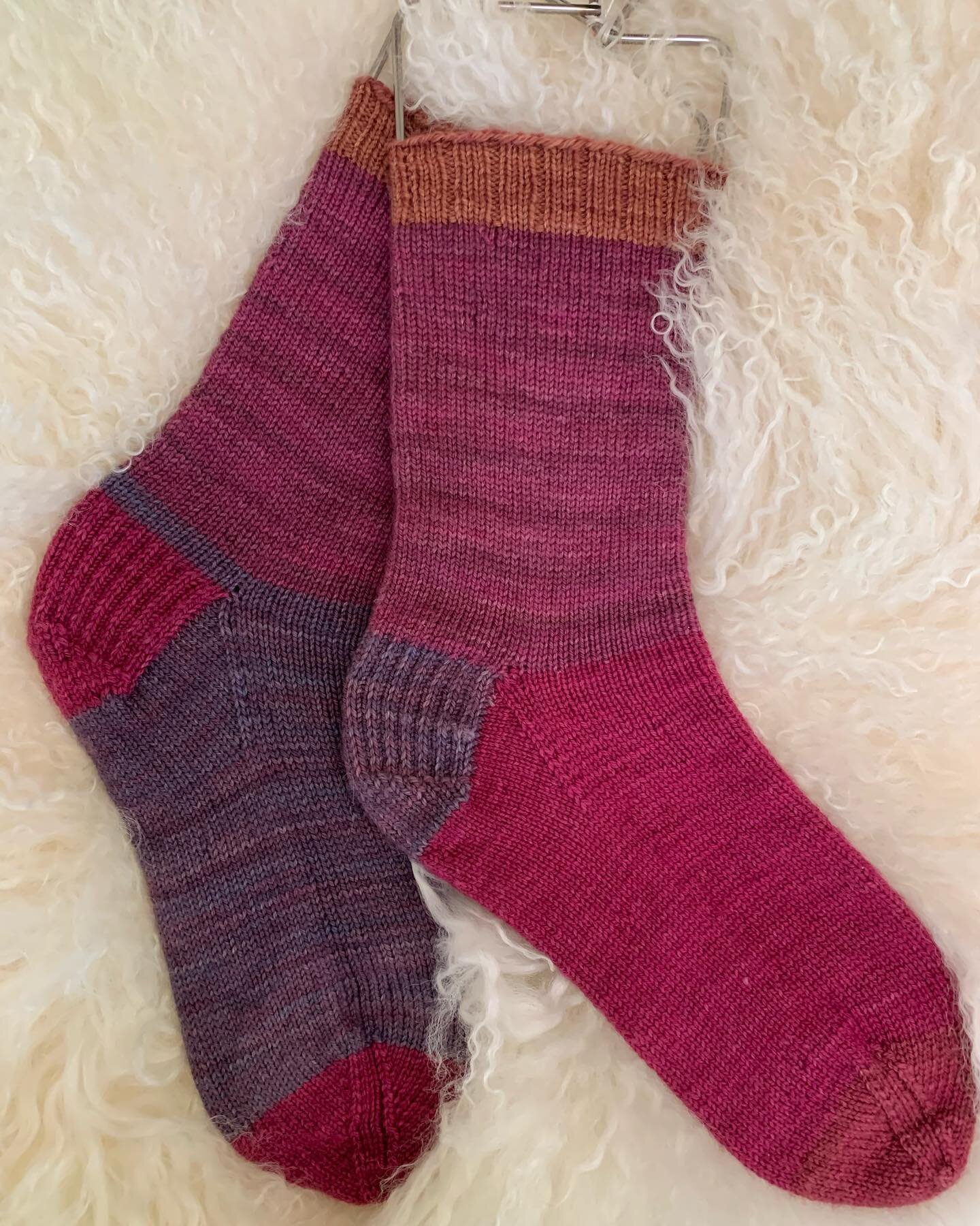 Diana&rsquo;s birthday socks. A little late but turned out great! This yarn is @sweetgeorgia Tough Love Sock, Party of Five. This is a great sock yarn, would be awesome paired with a full skein for a shawl. #sweetgeorgiayarns  #sockknitting  #sockkni